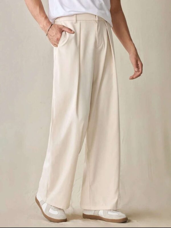 Broadstar Men Straight Fit Beige Polyester Trousers