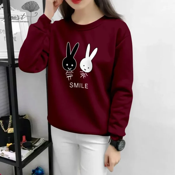 ClonCline Women Printed Round Neck Cotton Blend Maroon T-Shirt