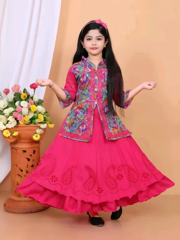 Full Length Casual Dress (Pink, 3/4 Sleeve)